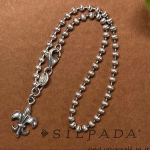 Silpada Fleur-de-lis Sterling Silver Ankle Bracelet A2642